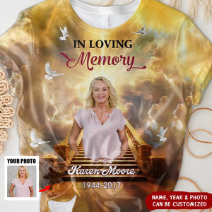 Golden Heaven Insert Photo, In Loving Memory Personalized 3D T-shirt