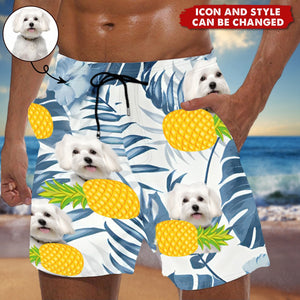 Custom Photo Funny Family Pet Face - Gift For Couples, Best Friends, Siblings, Dog And Cat Lovers - Personalized Custom Unisex Beach Shorts