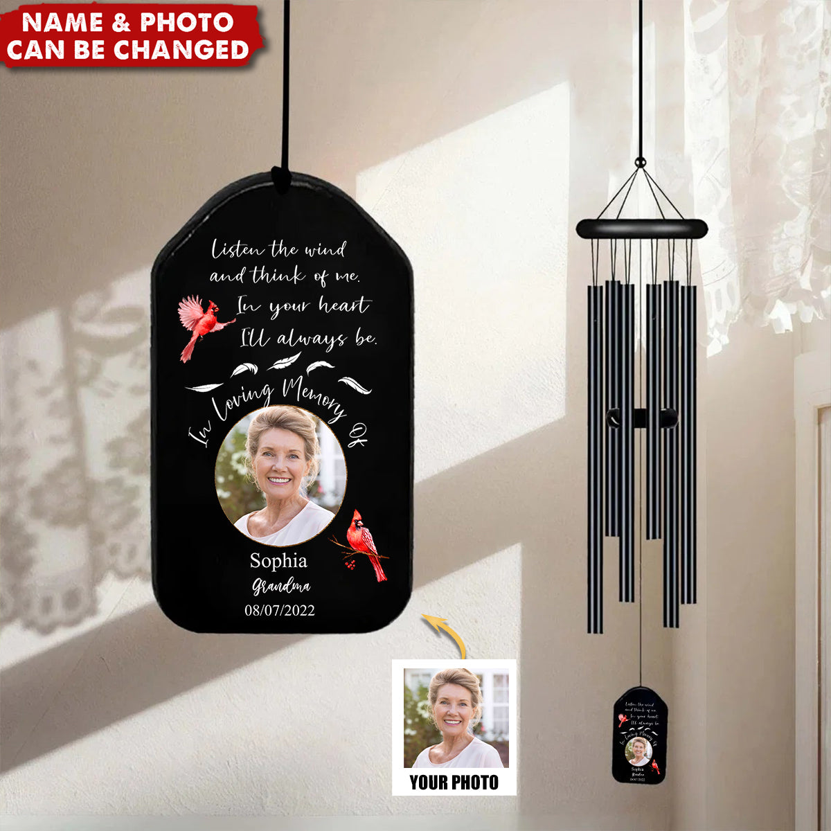 Custom Photo In Loving Memory Of You Memorial Wind Chimes