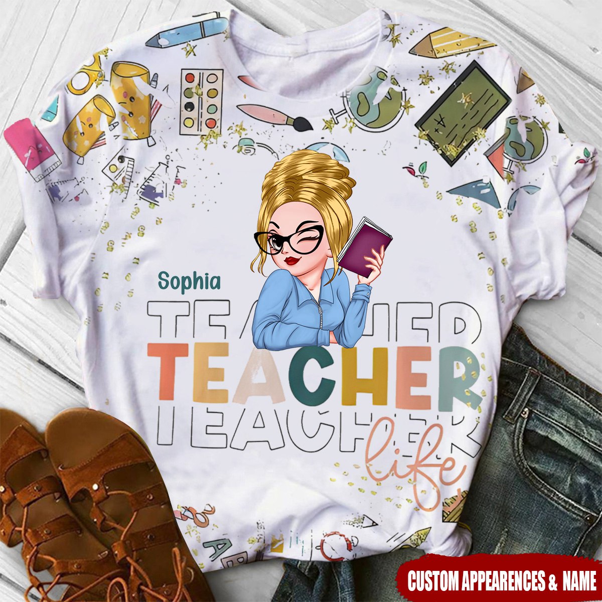 Pretty Sassy Teacher Custom Name Personalized 3D T-Shirt