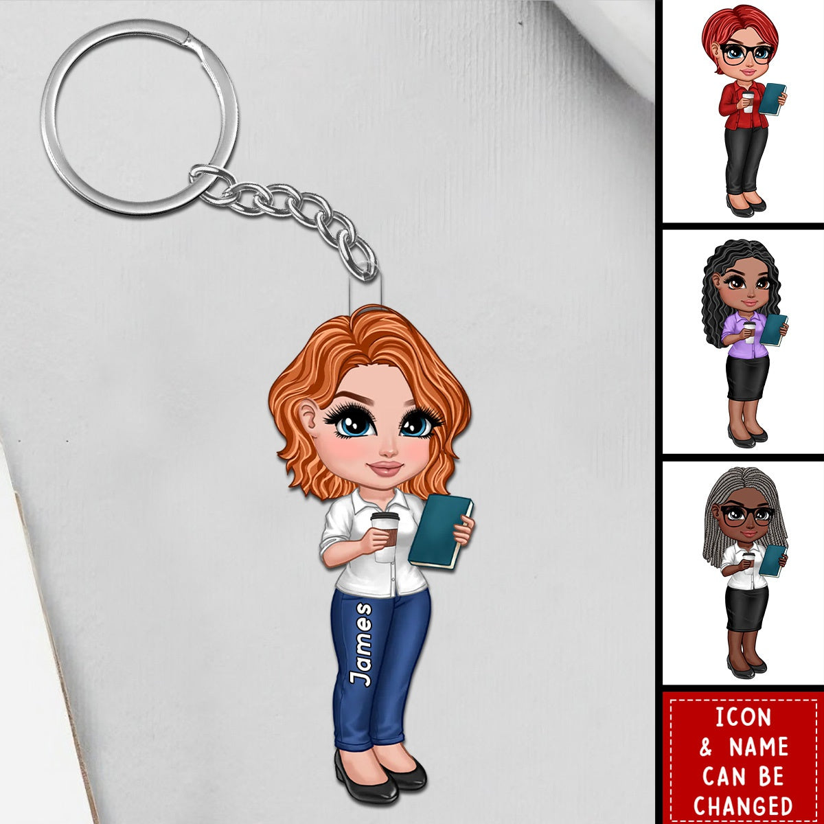 Doll Teacher Personalized Acrylic Keychain - Gift For Teacher, Appreciation Gift